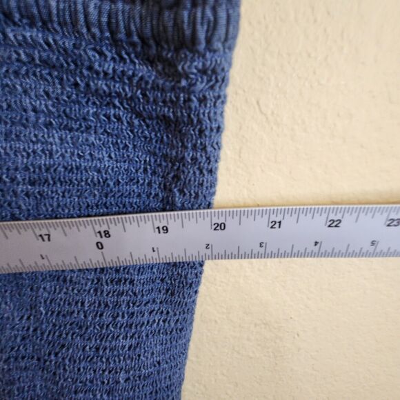 Lands End  Tiered Tank Maxi Smocked Square Neck Prarie Boho Chambray Dobby  3XL - Picture 6 of 11